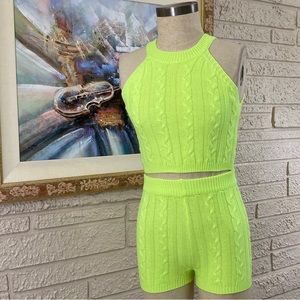Rehab Lab 2pc Cable Knit Racer Back Top Shorts Set